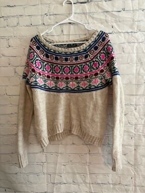 AEO Pullover Fair Isle Knit Sweater Size L